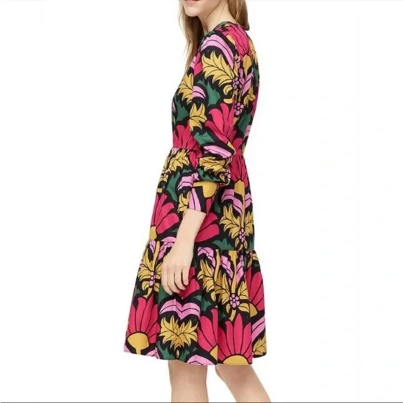 J. Crew Bold Floral Long Sleeve Dress - Picture 2 of 5
